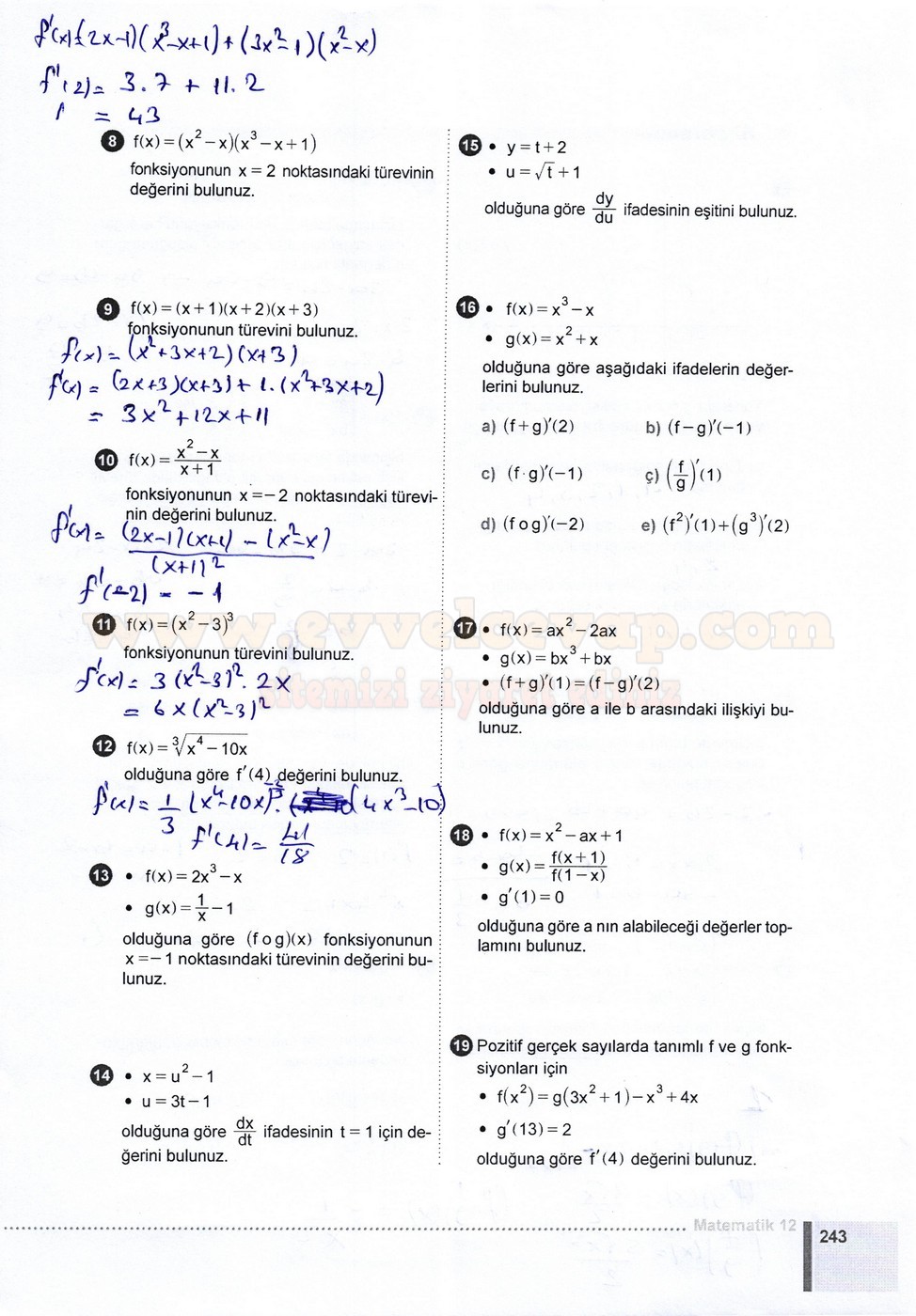 12 Sınıf Matematik Meb Yayınları Ders Kitabı Cevapları Sayfa