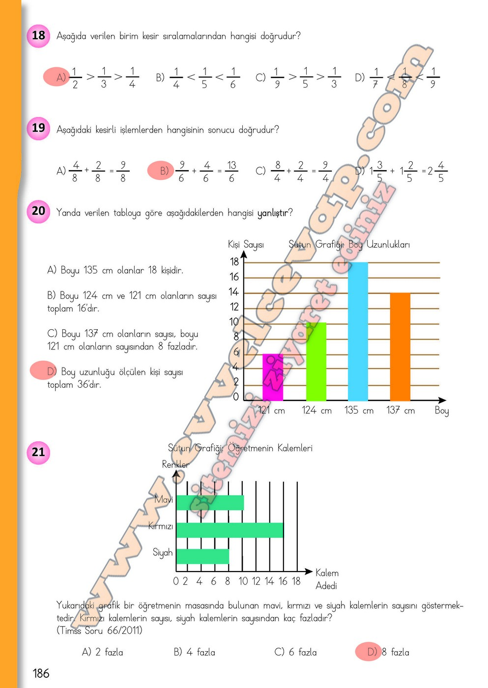 4 Sınıf Matematik Meb Yayınları Ders Kitabı Cevapları Sayfa 186