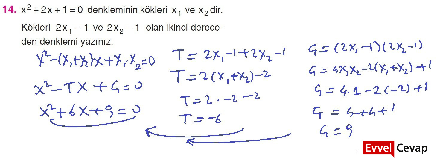 X X Denkleminin K Kleri X Ve X Dir K Kleri X Ve