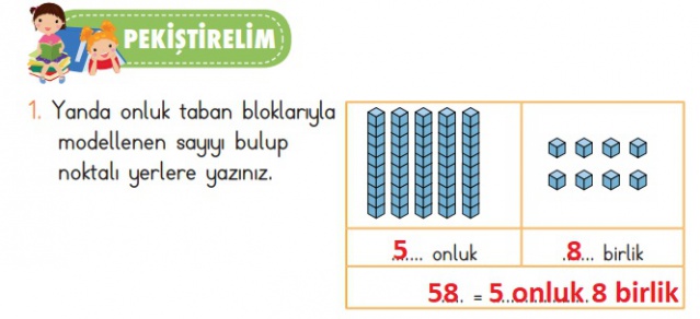 Yanda Onluk Taban Bloklar Yla Modellenen Say Y Bulup Noktal Yerlere