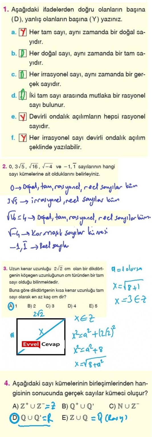 11 Sınıf Temel Düzey Matematik Ders Kitabı Sayfa 15 Cevapları Aydın