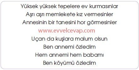 7. Sınıf MEB Yayınları Çalışma Kitabı Yüksek Yüksek Tepelere 4. Etkinlik