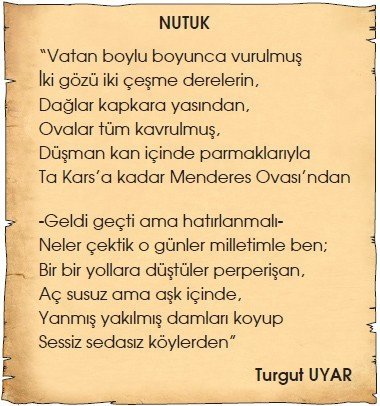 Turgut Uyar Nutuk Şiiri