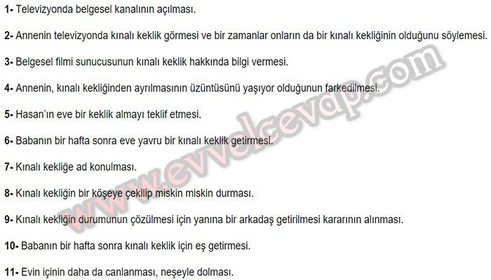 Kınalı Keklik 6. Etkinlik Cevabı