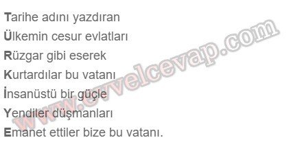 Türkiye Konulu Akrostiş Şiir
