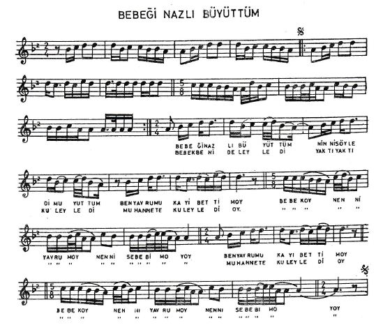 Bebeği Nazlı büyüttüm Notası