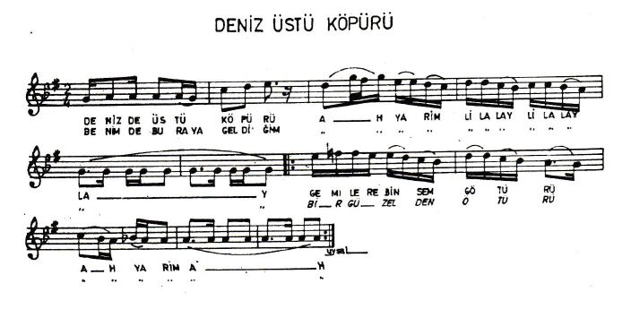 Deniz Üstü Köpürü Türküsünün Hikayesinin Notaları