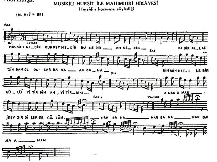 Hurşit İle Mahımihri Türküsünün Hikayesinin Notaları1