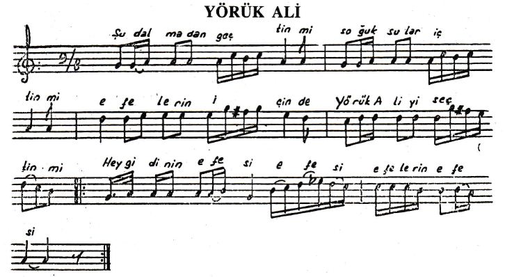 Yörük Ali Türküsünün Hikayesinin Notaları
