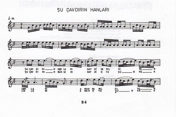 Şu Çavdırın Hanları Türküsünün Notaları