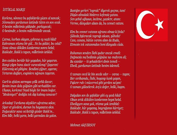 İstiklal Marşı sözleri 10 kıta tamamı