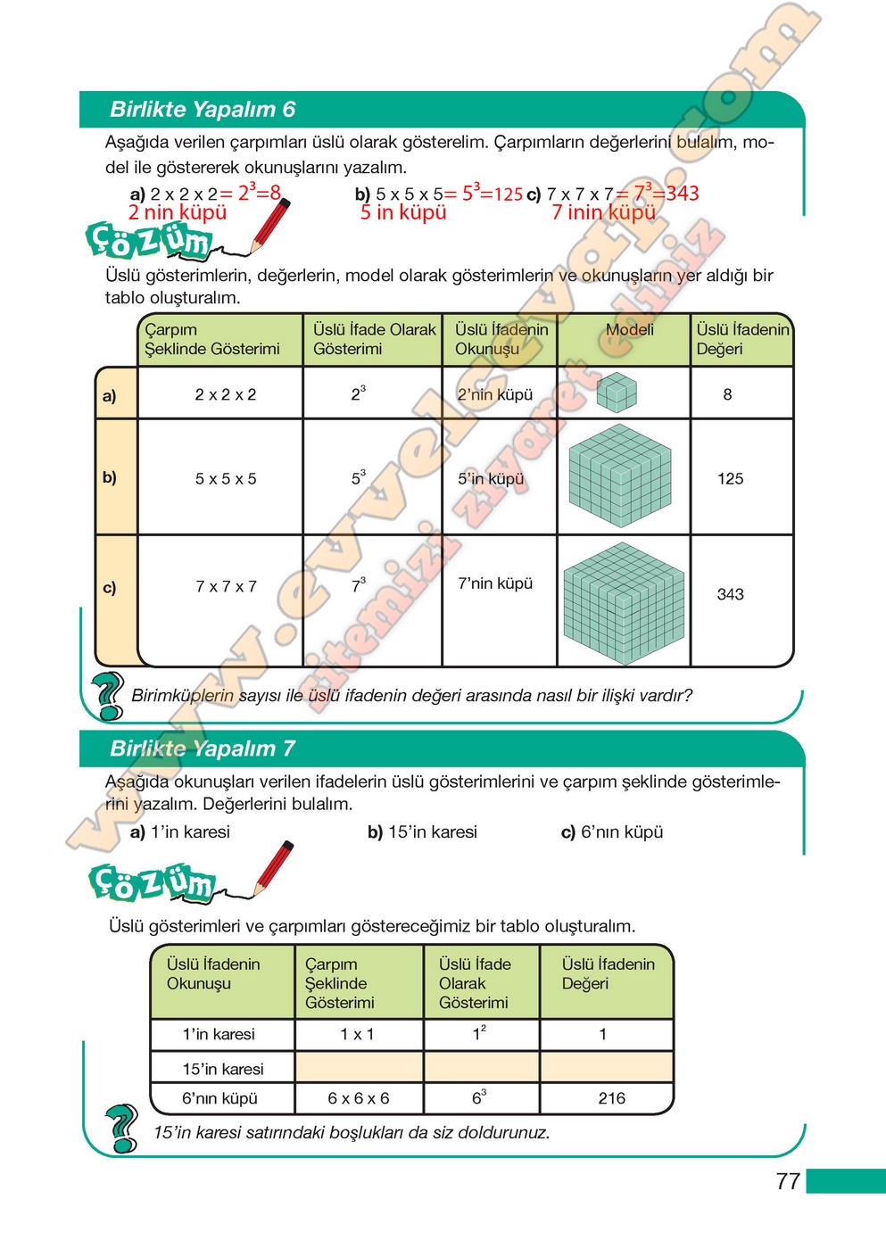 5. Sınıf Meb Yayınları Matematik Ders Kitabı Sayfa 77 Cevapları