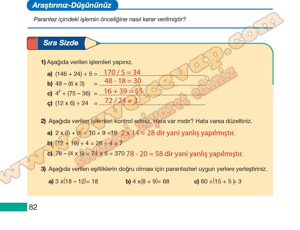 5. Sınıf Meb Yayınları Matematik Ders Kitabı Sayfa 82 Cevapları