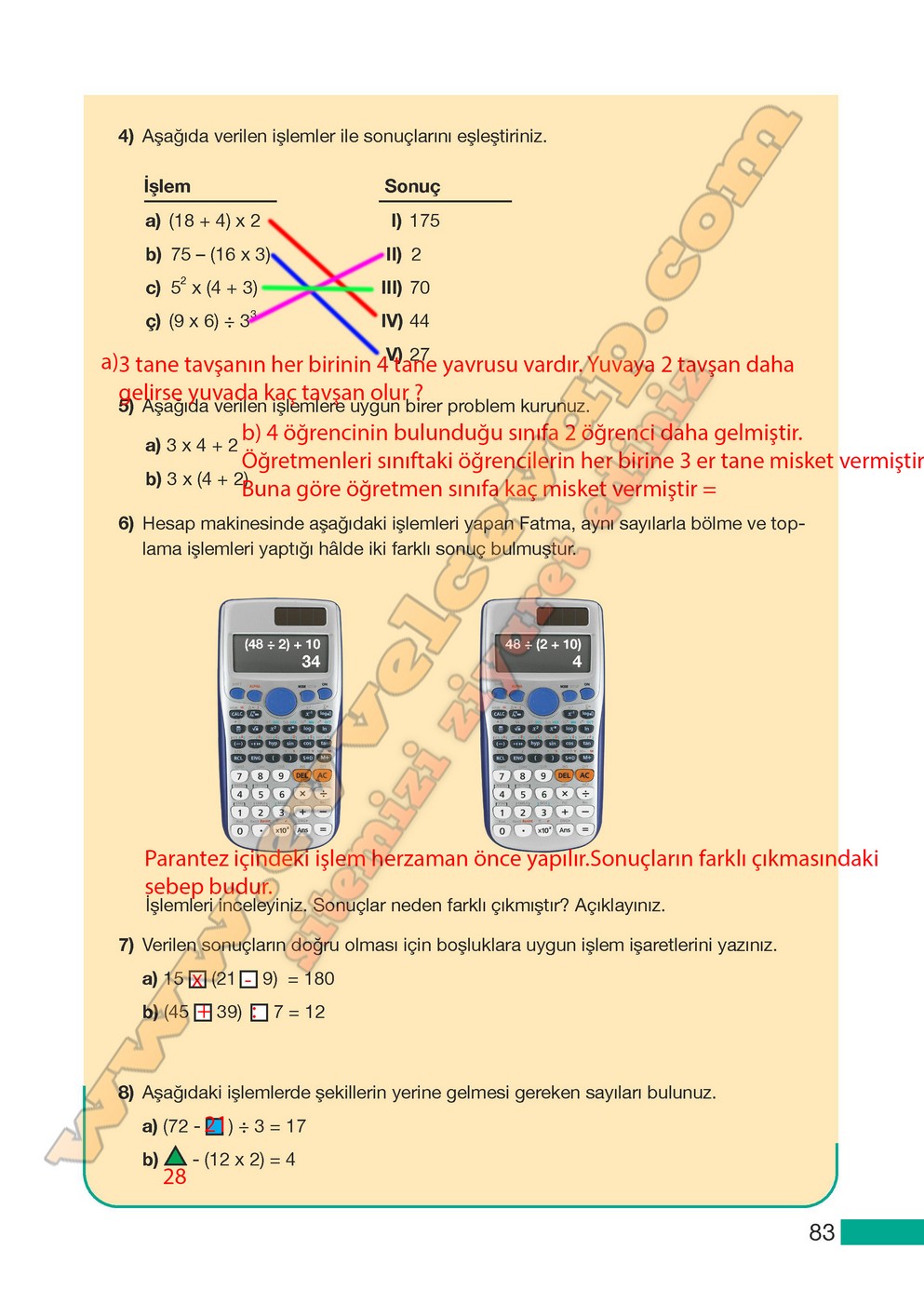 5. Sınıf Meb Yayınları Matematik Ders Kitabı Sayfa 83 Cevapları