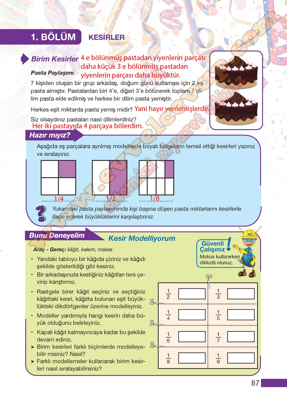 5. Sınıf Meb Yayınları Matematik Ders Kitabı Sayfa 87 Cevapları