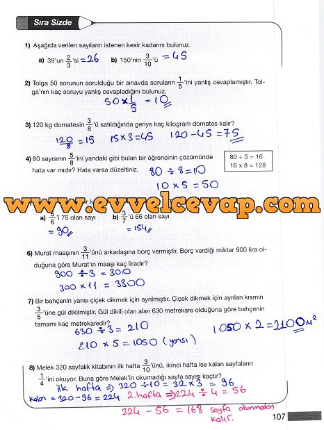 5. Sınıf Meb Yayınları Matematik Ders Kitabı Sayfa 107 Cevapları