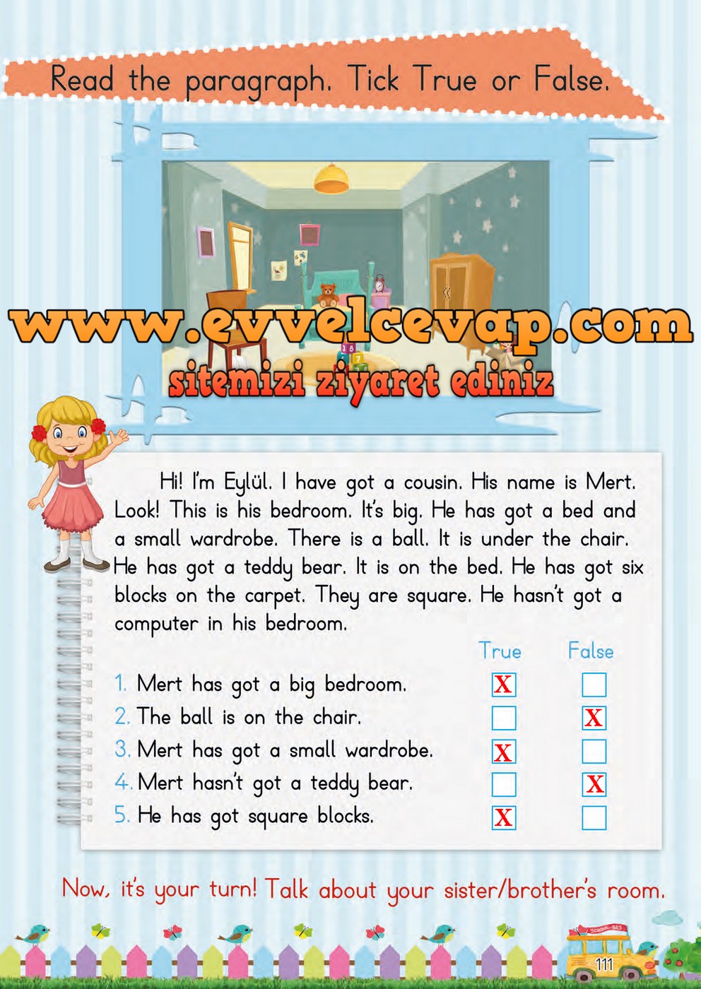 3. Sınıf Meb Yayınları İngilizce Ders Kitabı Sayfa 111 Cevabı