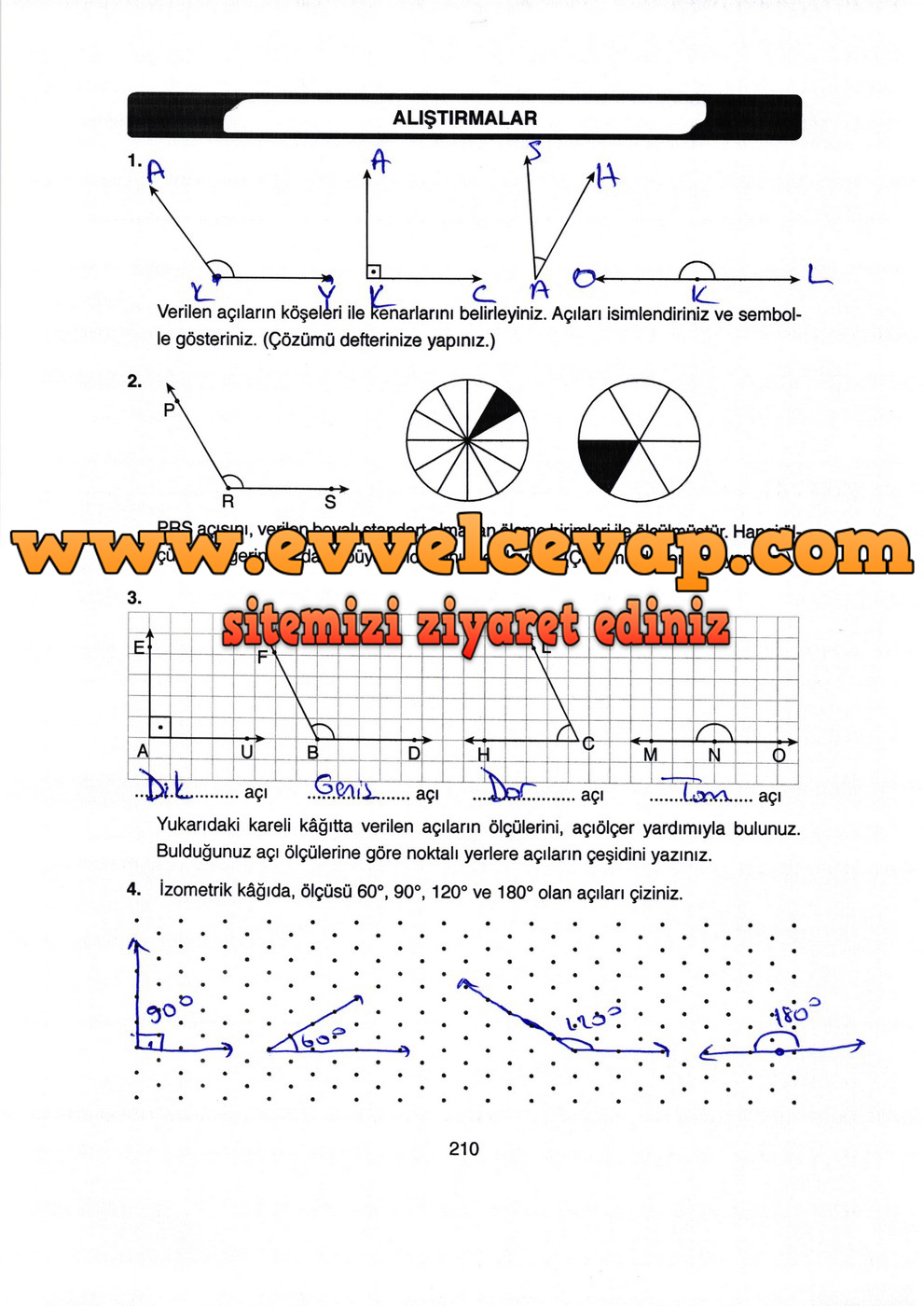 4. Sınıf Ata Yayıncılık Matematik Ders Kitabı Sayfa 210 Cevabı