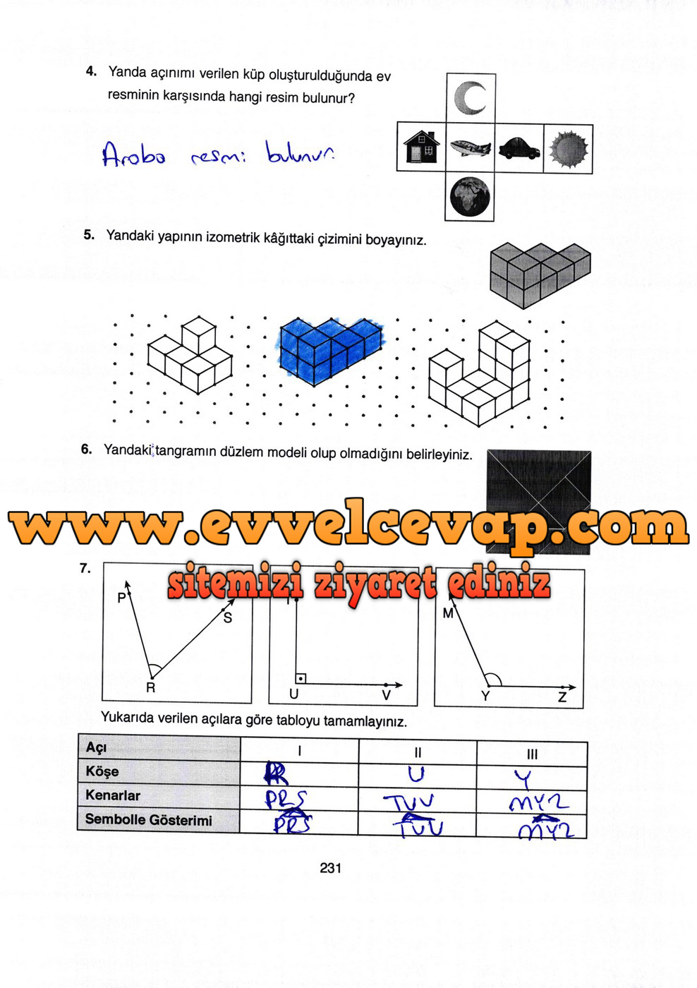 4. Sınıf Ata Yayıncılık Matematik Ders Kitabı Sayfa 231 Cevabı