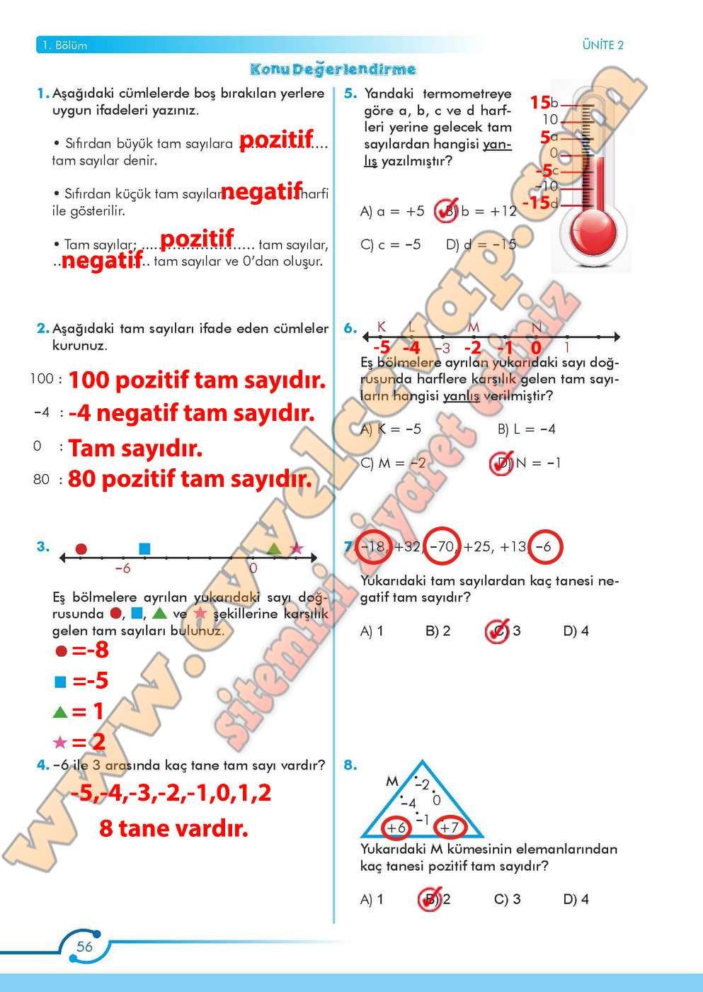 6. Sınıf Meb Yayınları Matematik Ders Kitabı Sayfa 56 Cevabı