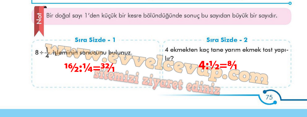 6. Sınıf Meb Yayınları Matematik Ders Kitabı Sayfa 75 Cevabı