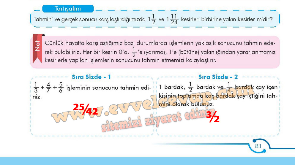 6. Sınıf Meb Yayınları Matematik Ders Kitabı Sayfa 81 Cevabı