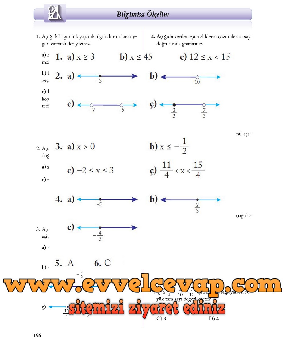 8. Sınıf Ekoyay Yayıncılık Matematik Ders Kitabı Sayfa 196 Cevabı
