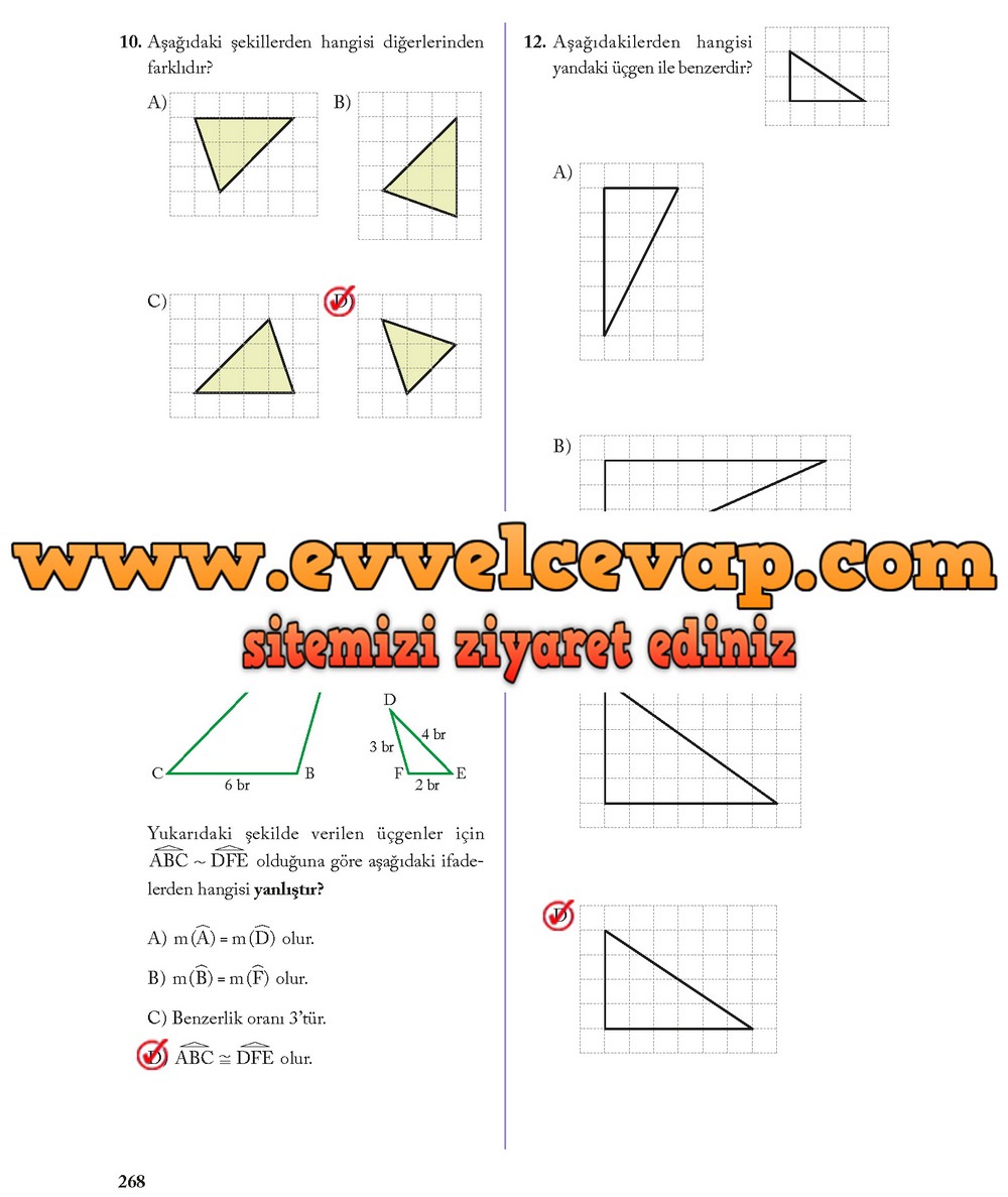 8. Sınıf Ekoyay Yayıncılık Matematik Ders Kitabı Sayfa 268 Cevabı