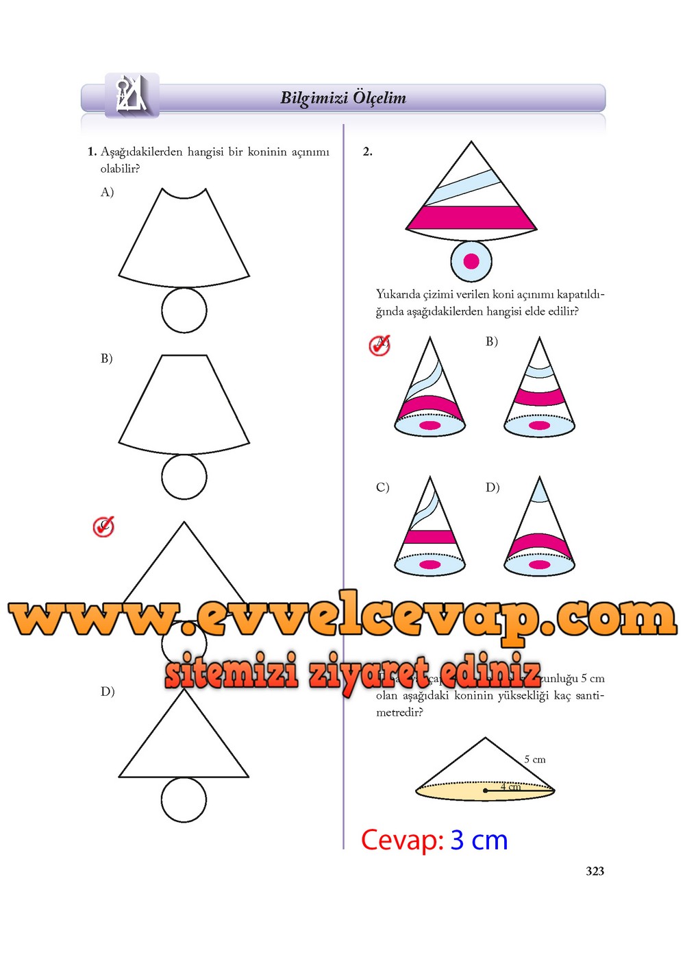 8. Sınıf Ekoyay Yayıncılık Matematik Ders Kitabı Sayfa 323 Cevabı