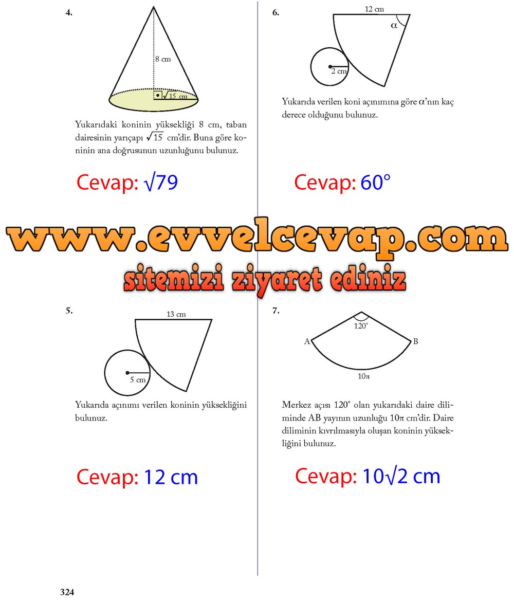 8. Sınıf Ekoyay Yayıncılık Matematik Ders Kitabı Sayfa 324 Cevabı