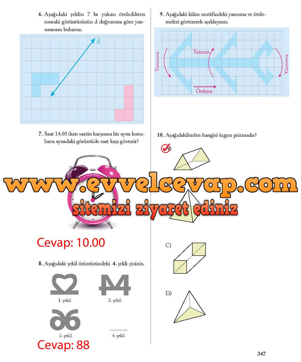 8. Sınıf Ekoyay Yayıncılık Matematik Ders Kitabı Sayfa 347 Cevabı