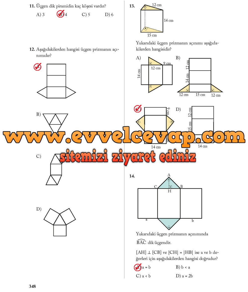8. Sınıf Ekoyay Yayıncılık Matematik Ders Kitabı Sayfa 348 Cevabı