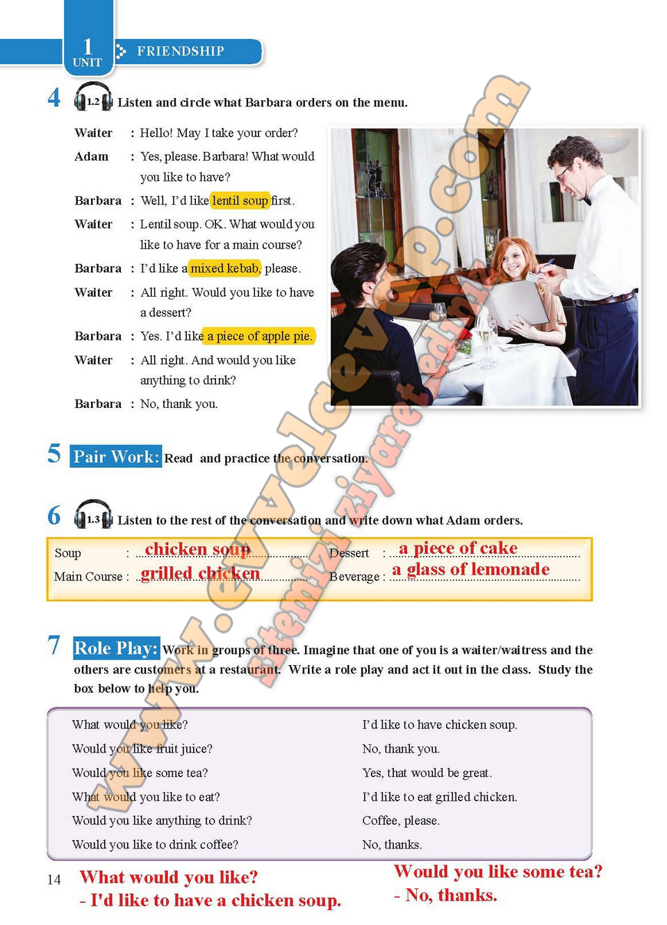 8. Sınıf Tutku Yayıncılık İngilizce Öğrenci Çalışma Kitabı Sayfa 14 Cevabı