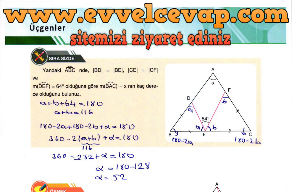 9. Sınıf Matematik Ders Kitabı Sayfa 224 Cevabı Ödev Yayınları