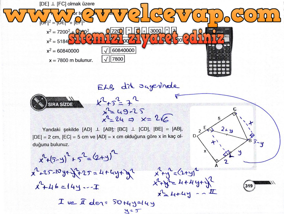 9. Sınıf Ödev Yayınları Matematik Ders Kitabı Sayfa 319 Cevabı