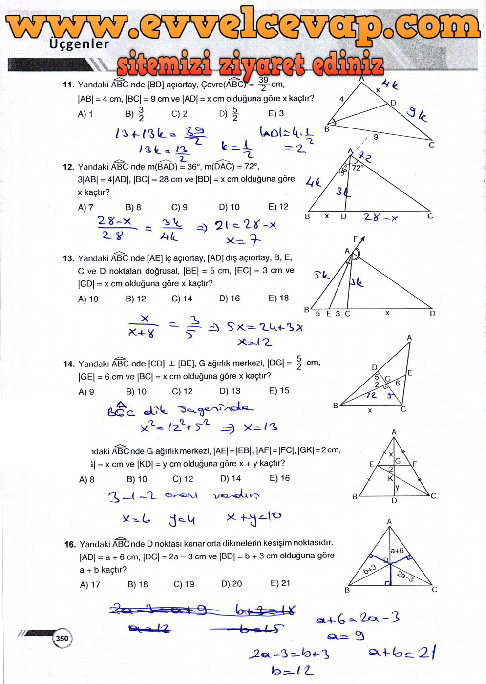 9. Sınıf Ödev Yayınları Matematik Ders Kitabı Sayfa 350 Cevabı