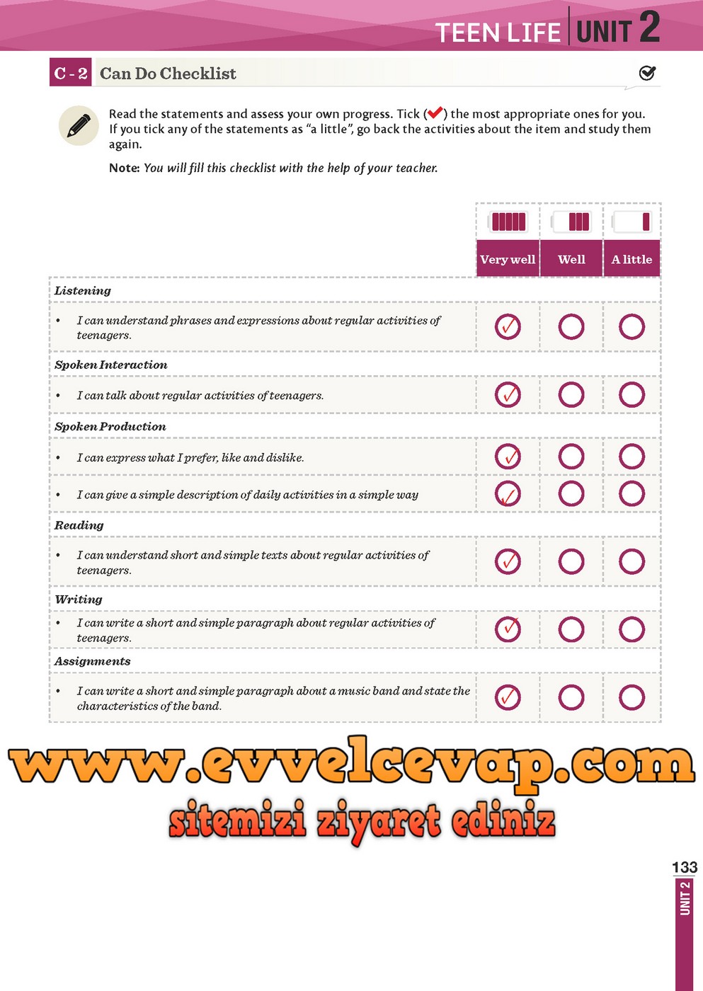 8. Sınıf Meb Yayınları İngilizce Ders Kitabı Sayfa 133 Cevabı