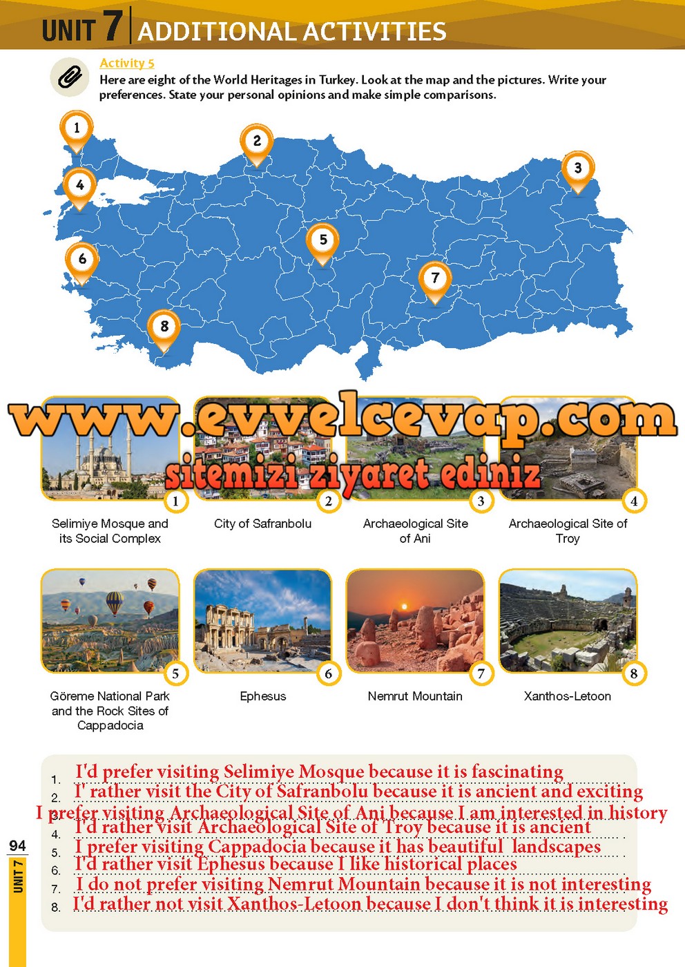 8. Sınıf Meb Yayınları İngilizce Ders Kitabı Sayfa 94 Cevabı