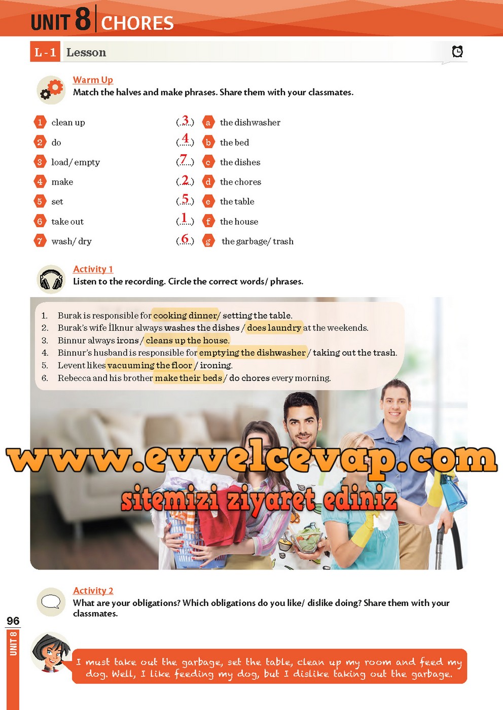 8. Sınıf Meb Yayınları İngilizce Ders Kitabı Sayfa 96 Cevabı