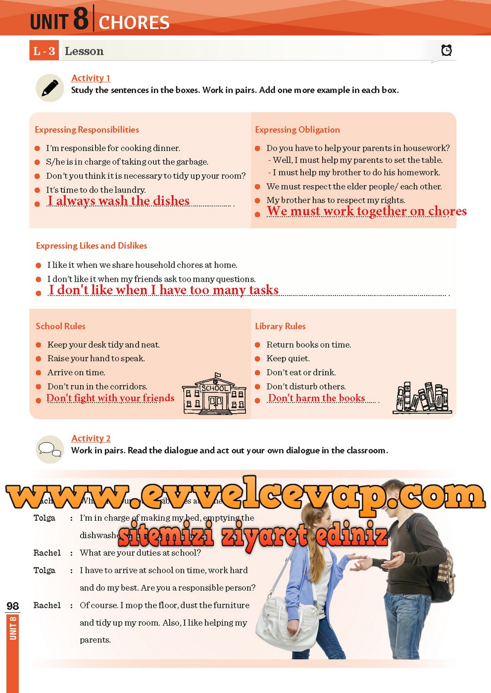 8. Sınıf Meb Yayınları İngilizce Ders Kitabı Sayfa 98 Cevabı