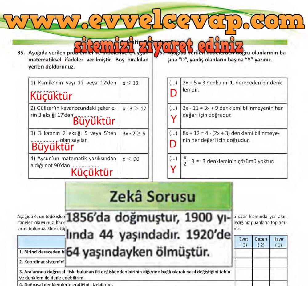 8. Sınıf Matematik Ders Kitabı Sayfa 144 Cevapları Meb Yayınları