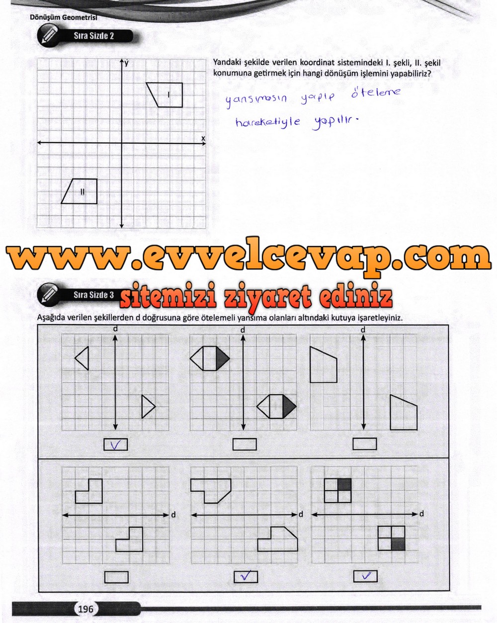 8. Sınıf Matematik Ders Kitabı Sayfa 196 Cevapları Meb Yayınları