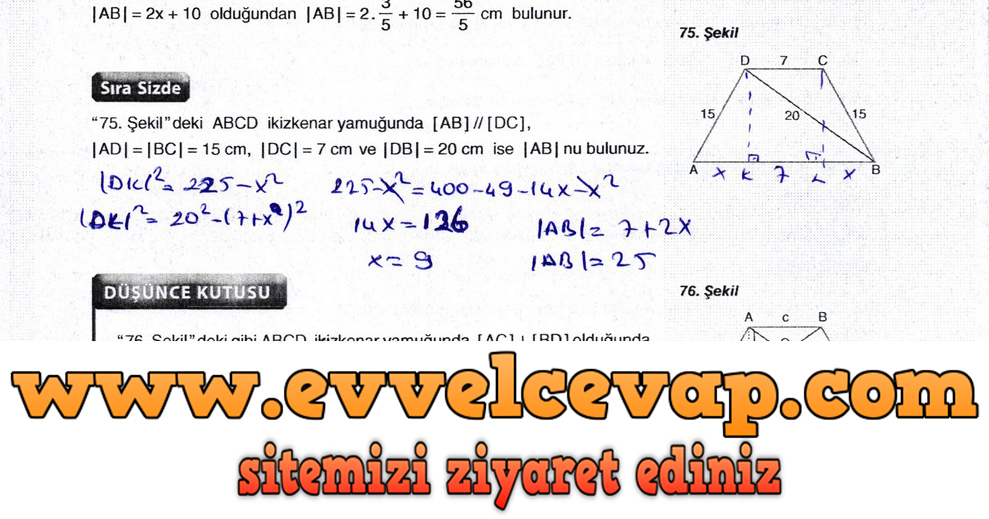 10. Sınıf Aydın Yayıncılık Matematik Ders Kitabı Sayfa 225 Cevabı