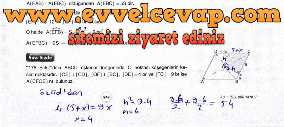 10. Sınıf Aydın Yayıncılık Matematik Ders Kitabı Sayfa 247 Cevabı