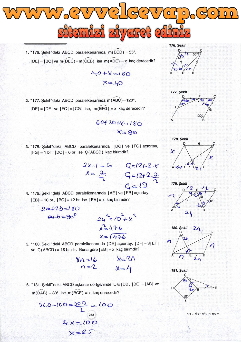 10. Sınıf Aydın Yayıncılık Matematik Ders Kitabı Sayfa 248 Cevabı