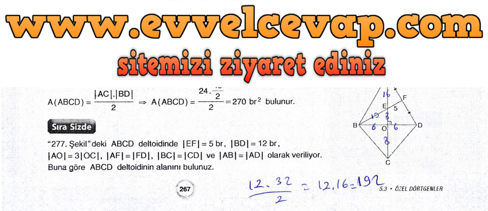 10. Sınıf Aydın Yayıncılık Matematik Ders Kitabı Sayfa 267 Cevabı