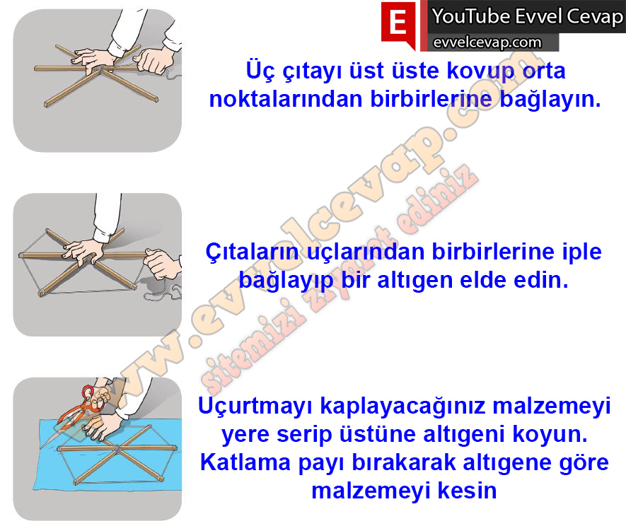 Aşağıda altıgen u&ccedil;urtmanın yapım aşamalarının g&ouml;rselleri verilmiştir