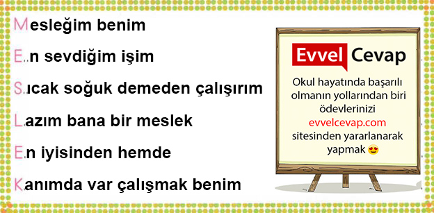 Meslek Kelimesi ile İlgili Akrostiş