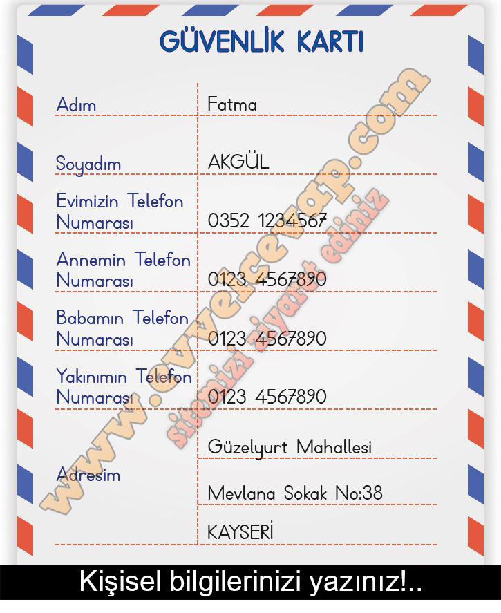 Evimizin Adresi Cevapları 2. Sınıf Hayat Bilgisi