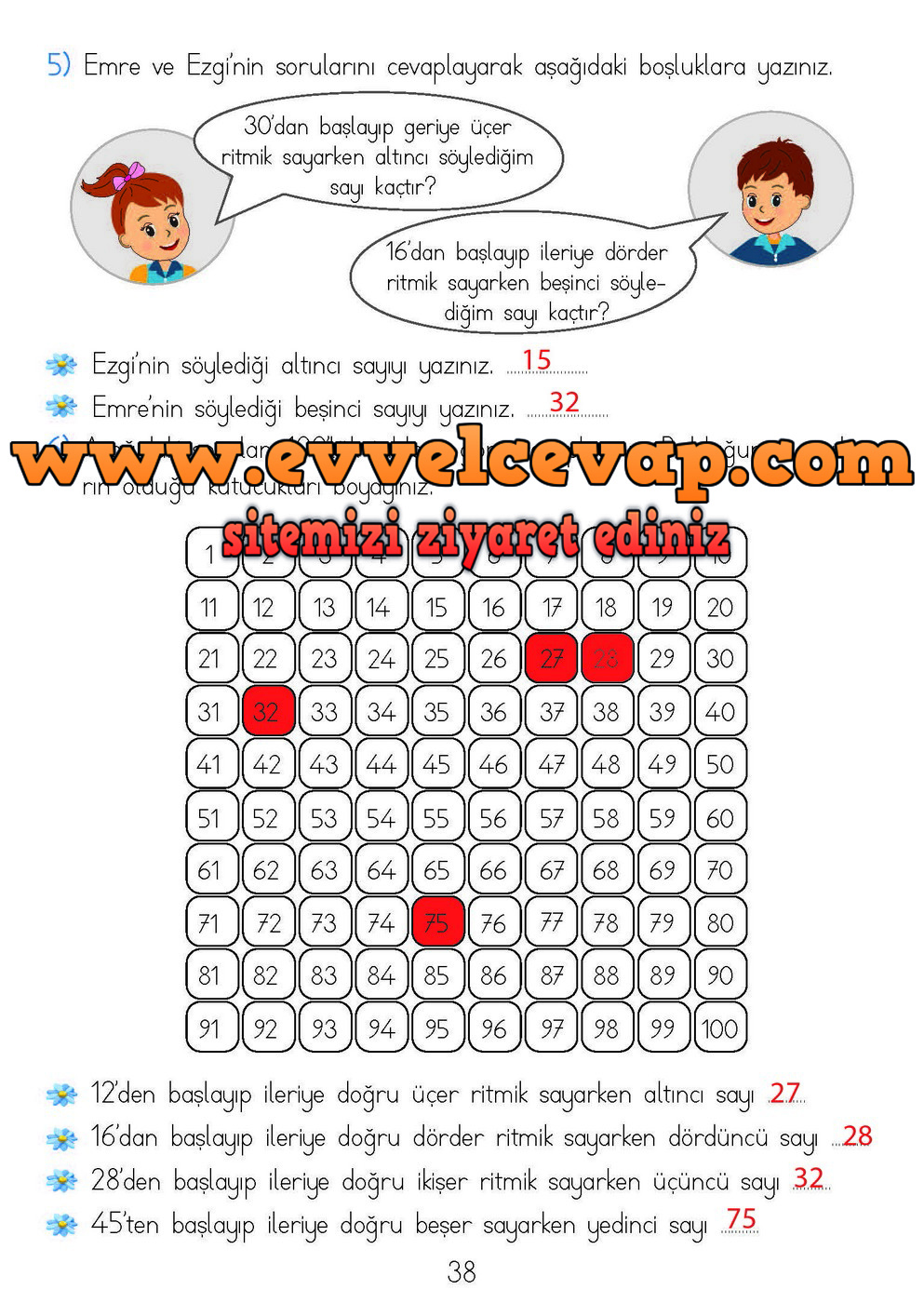 2. Sınıf Matematik Meb Yayınları Ders Kitabı Cevapları Sayfa 38